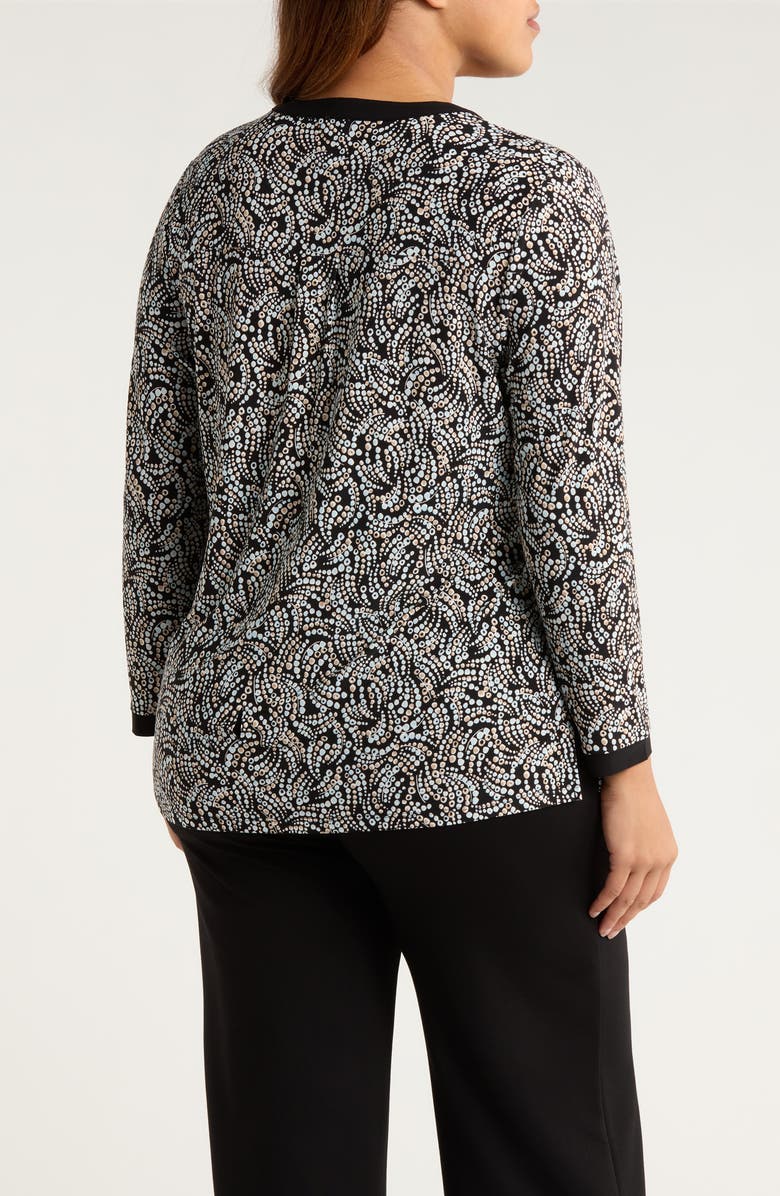 AK ANNE KLEIN Split Neck Tunic, Alternate, color, Anne Black Mutli