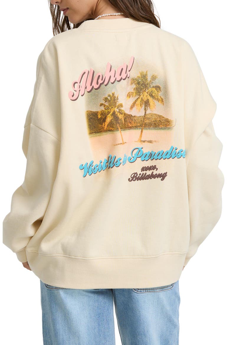 Bikini Mode Palm Sweatshirt, Alternate, color, WHITE CAP