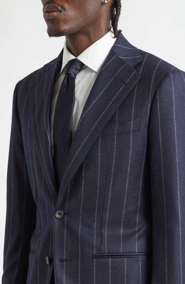 Thom Sweeney Chalk Stripe Structured Wool & Cashmere Suit, Alternate, color, Navy Pin Stripe