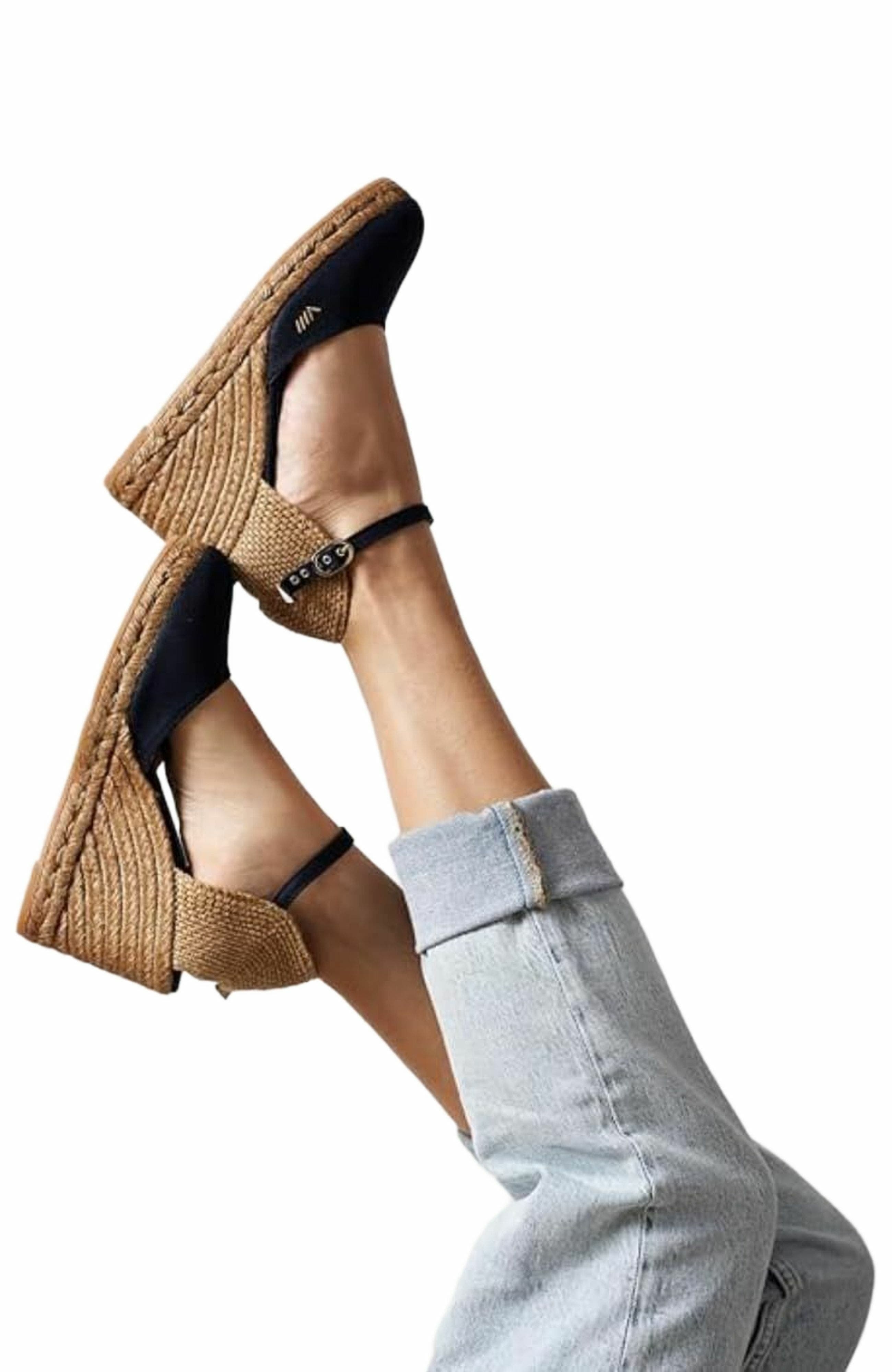 Satuna Canvas Espadrille Wedges, Alternate, color, Navy Blue