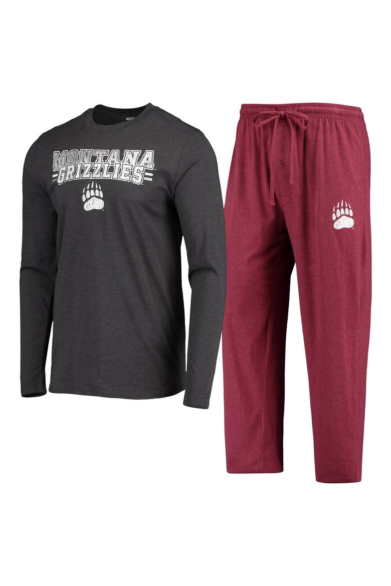 Men's Concepts Sport Maroon/Heathered Charcoal Montana Grizzlies Meter Long Sleeve T-Shirt & Pants Sleep Set, Alternate, color, Maroon
