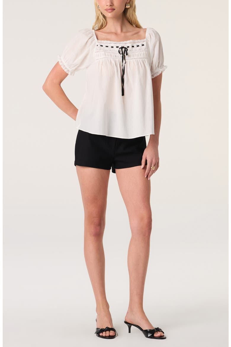 Carola Puff Sleeve Cotton Top, Alternate, color, OFF WHITE