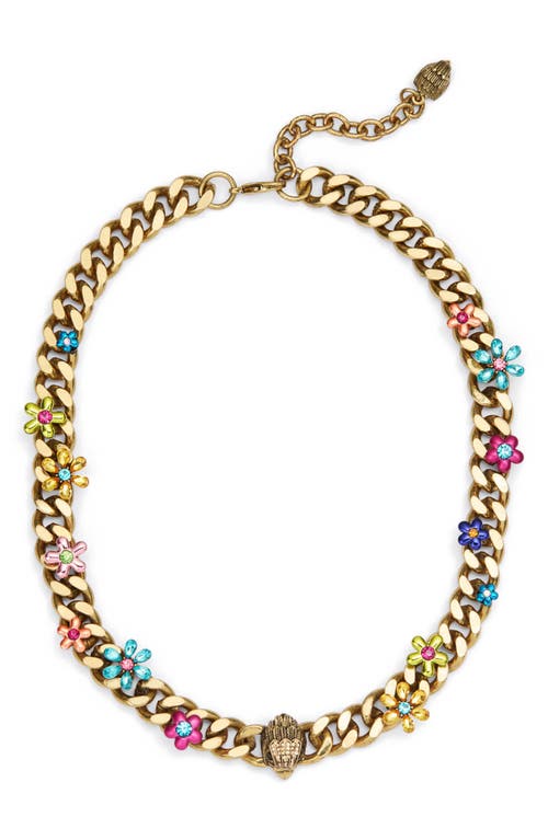 Kurt Geiger London Floral Link Collar Necklace In Gold