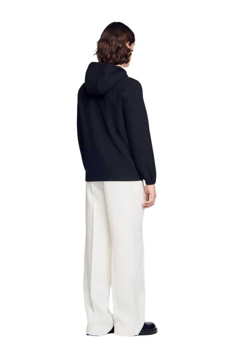 SANDRO Hooded shirt jacket, Alternate, color, Black