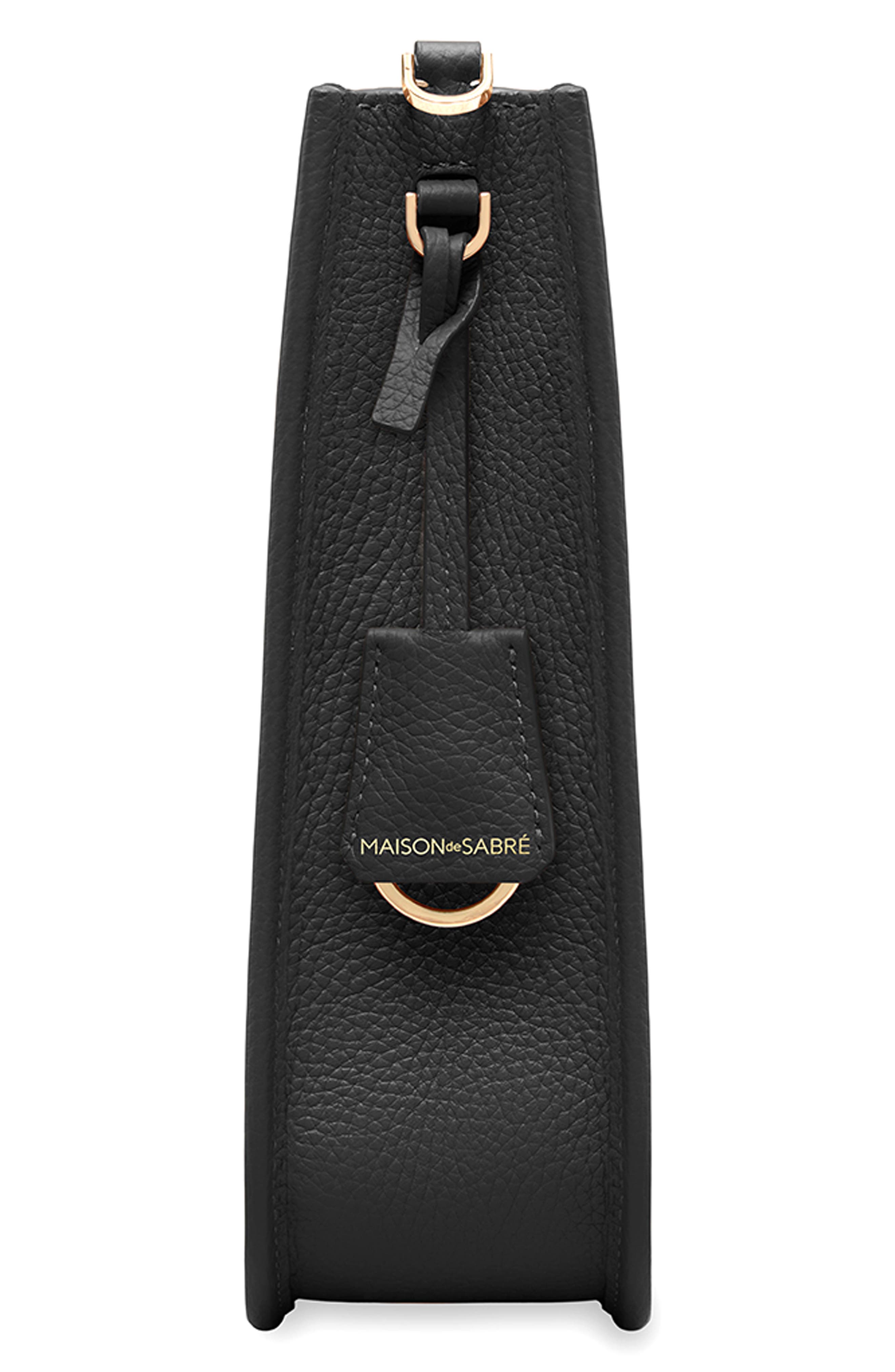 MAISON de SABRÉ Leather Saddle Bag, Alternate, color, Black Caviar