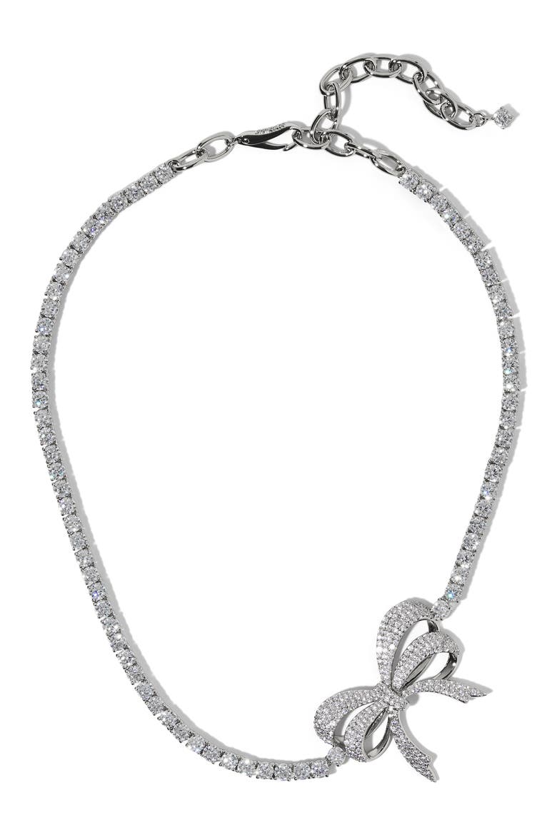 Eros Bow Choker Necklace, Main, color, RHODIUM