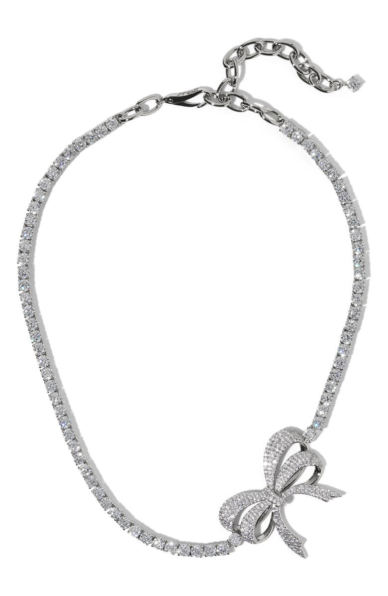 Nadri Eros Bow Choker Necklace, Main, color, Rhodium