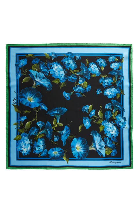 Floral Print Silk Twill Square Scarf