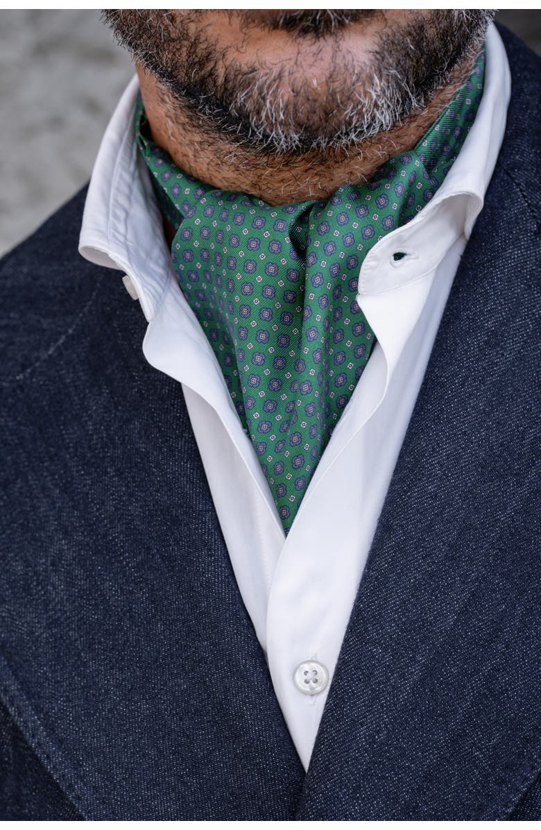 Elizabetta Navona - Silk Ascot Cravat Tie for Men, Alternate, color, Green