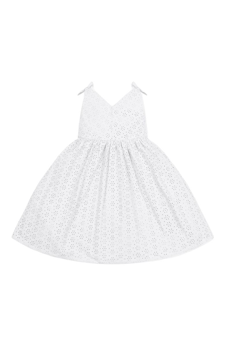 Hope & Henry Baby Girls' Organic Eyelet Bow Shoulder Dress, Infant, Alternate, color, White Eyelet