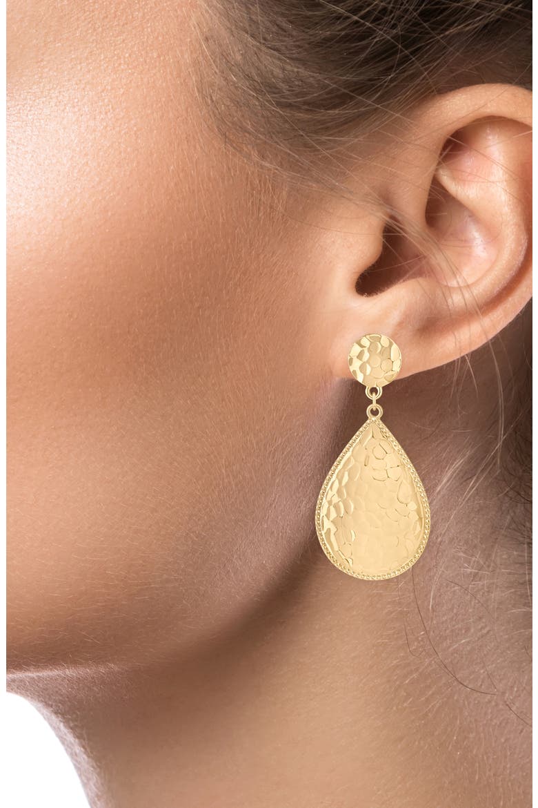 14K Gold Plated Hammered Teardrop Earrings (Nordstrom Exclusive), Alternate, color, GOLD