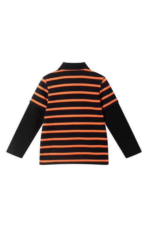 Andy & Evan Kids' Halloween Stripe Long Sleeve Polo In Multi
