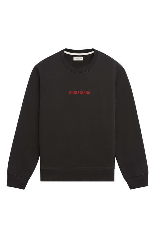 Guess Jeans Logo Embroidered Crewneck Sweatshirt In Black