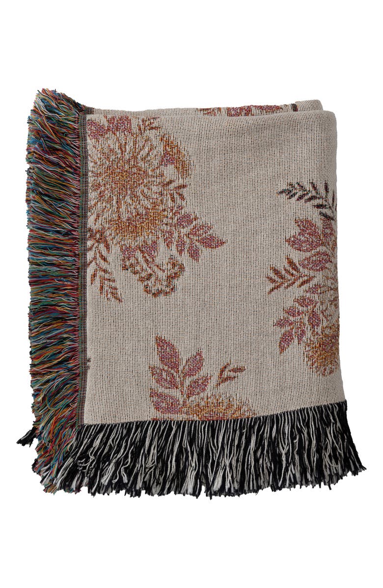 Deny Designs Avenie Cottage Garden Fringe Throw Blanket, Alternate, color, Beige