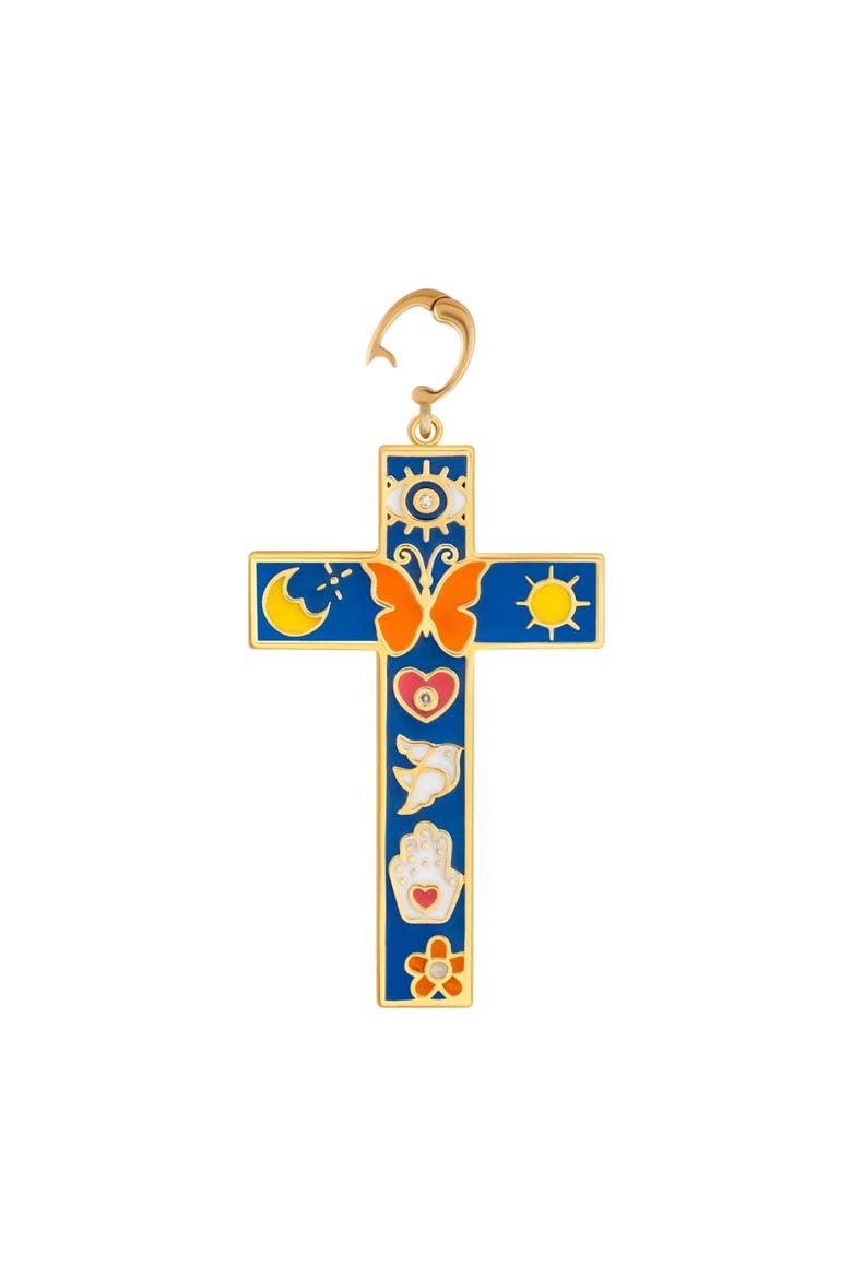 Infinite Trust Cross Charm Necklace, Alternate, color, Gold/Multicolor
