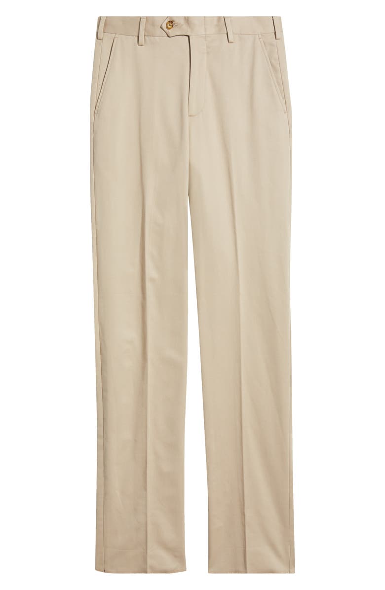 Berle Flannel Lined Flat Front Relaxed Fit Performance Khaki Pants, Alternate, color, Khaki