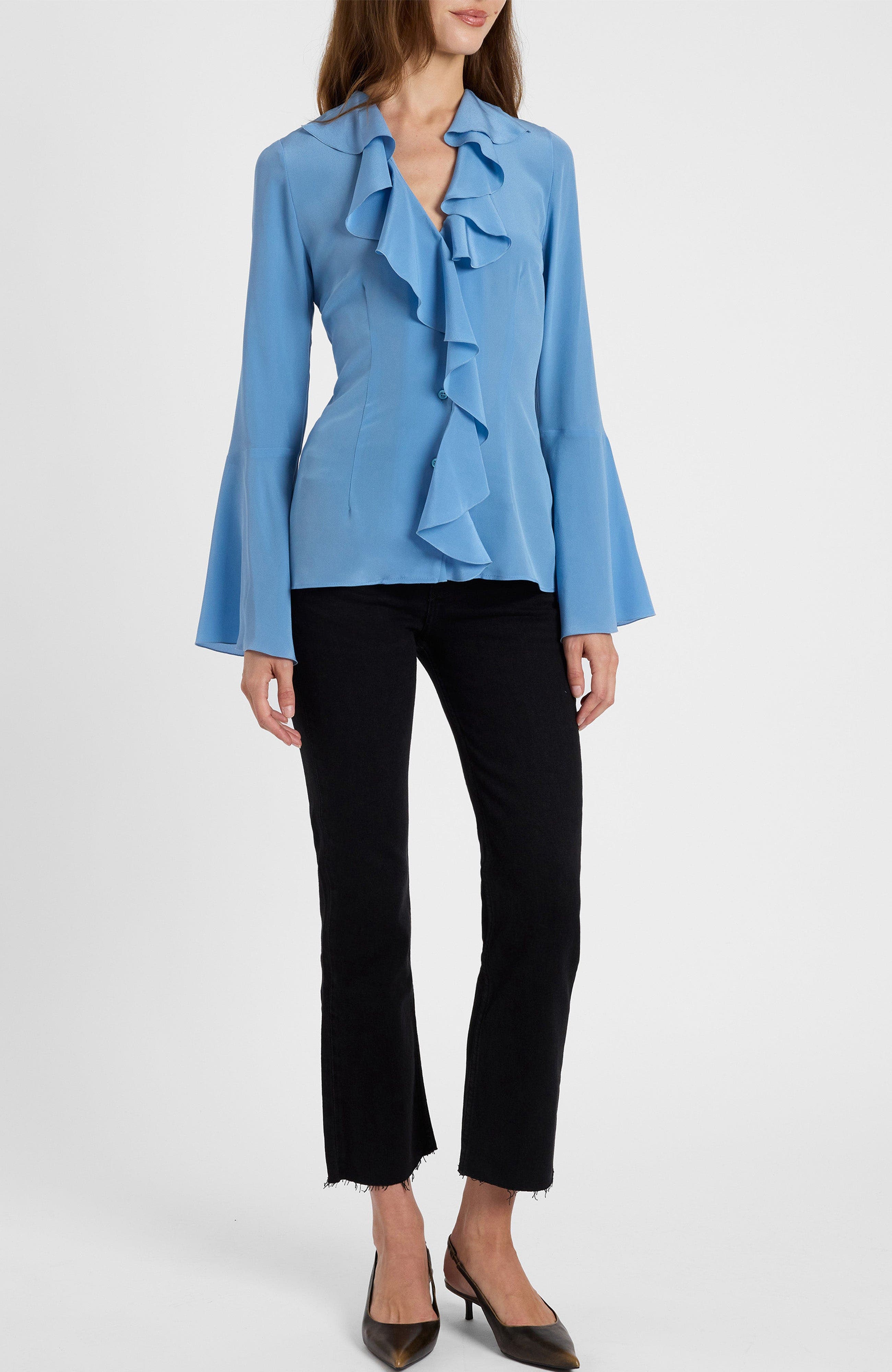 Sydney Silk Long Sleeve Ruffle Blouse - image 2
