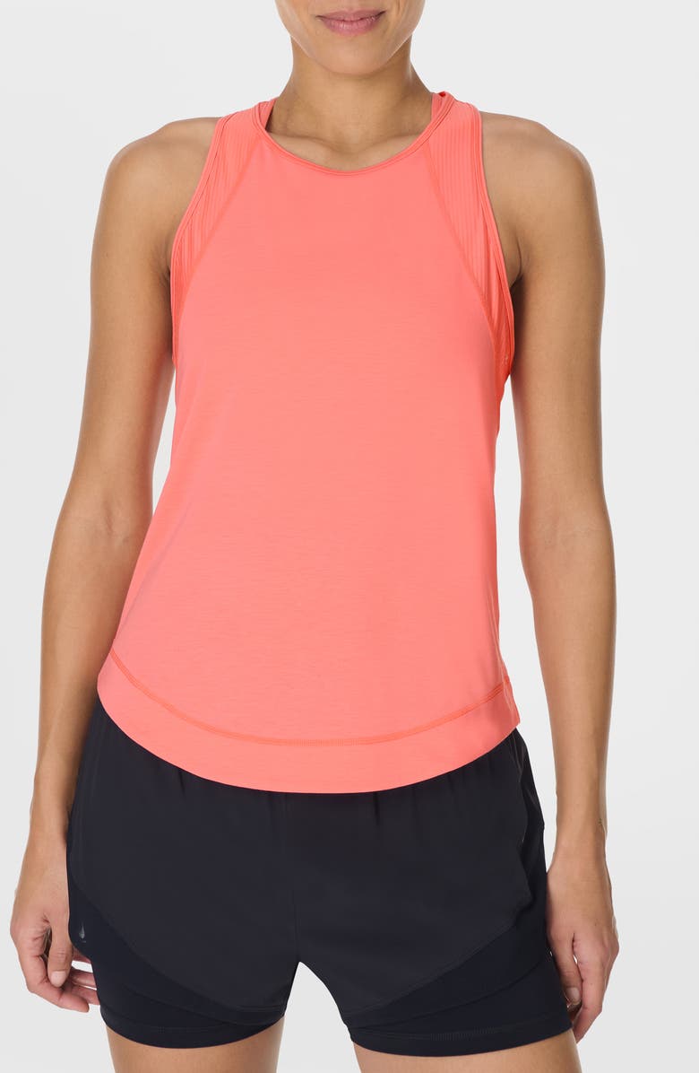 Sweaty Betty Breathe Easy Run Mesh Tank, Main, color, Melon Pink