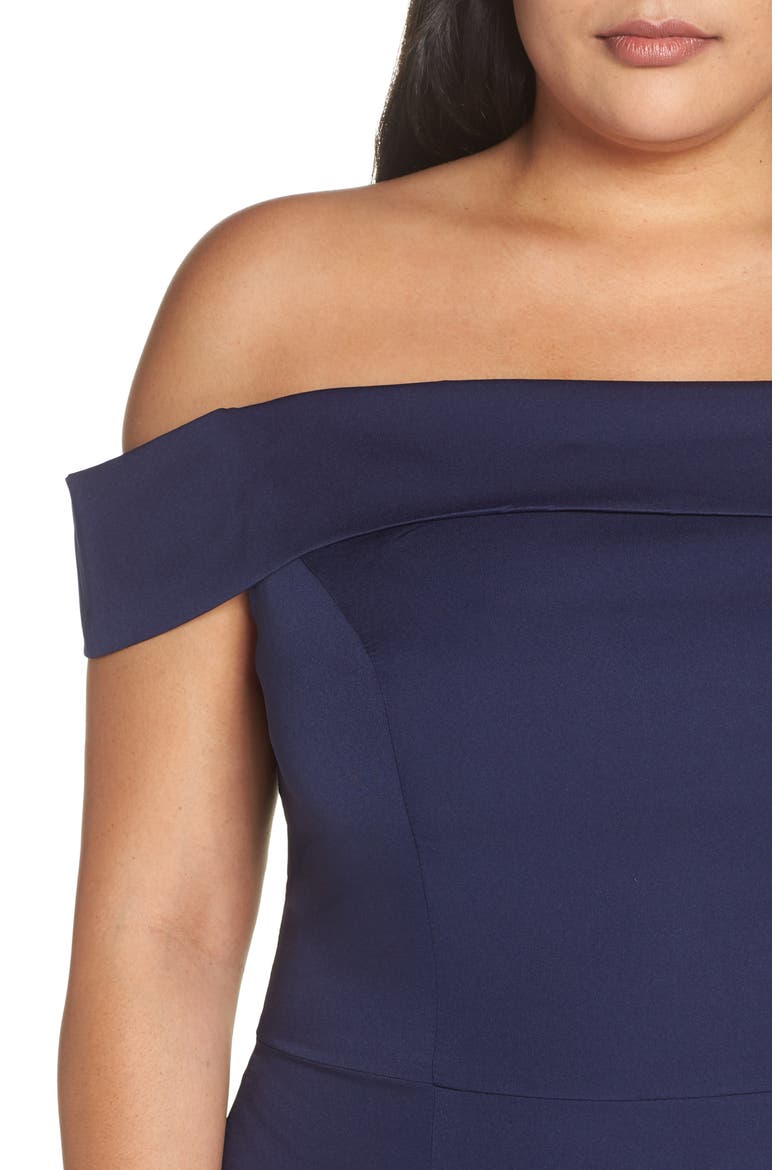 Off the Shoulder Dress, Alternate, color, NAVY