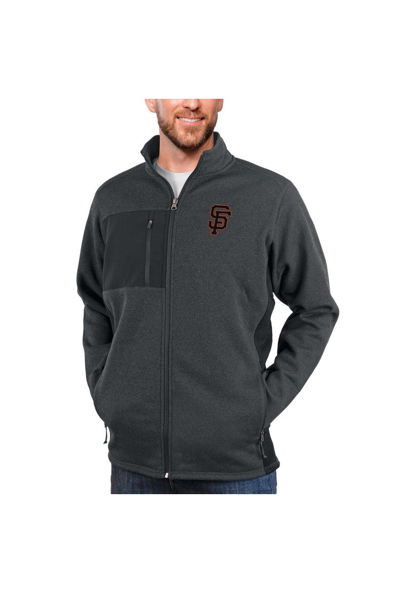 Men's Antigua Heathered Charcoal San Francisco Giants Course Full-Zip Jacket, Main, color, Heather Charcoal