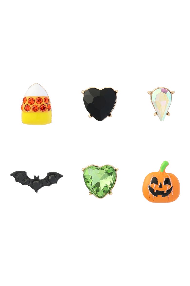 Set of 6 Halloween Stud Earrings, Main, color, ORANGE