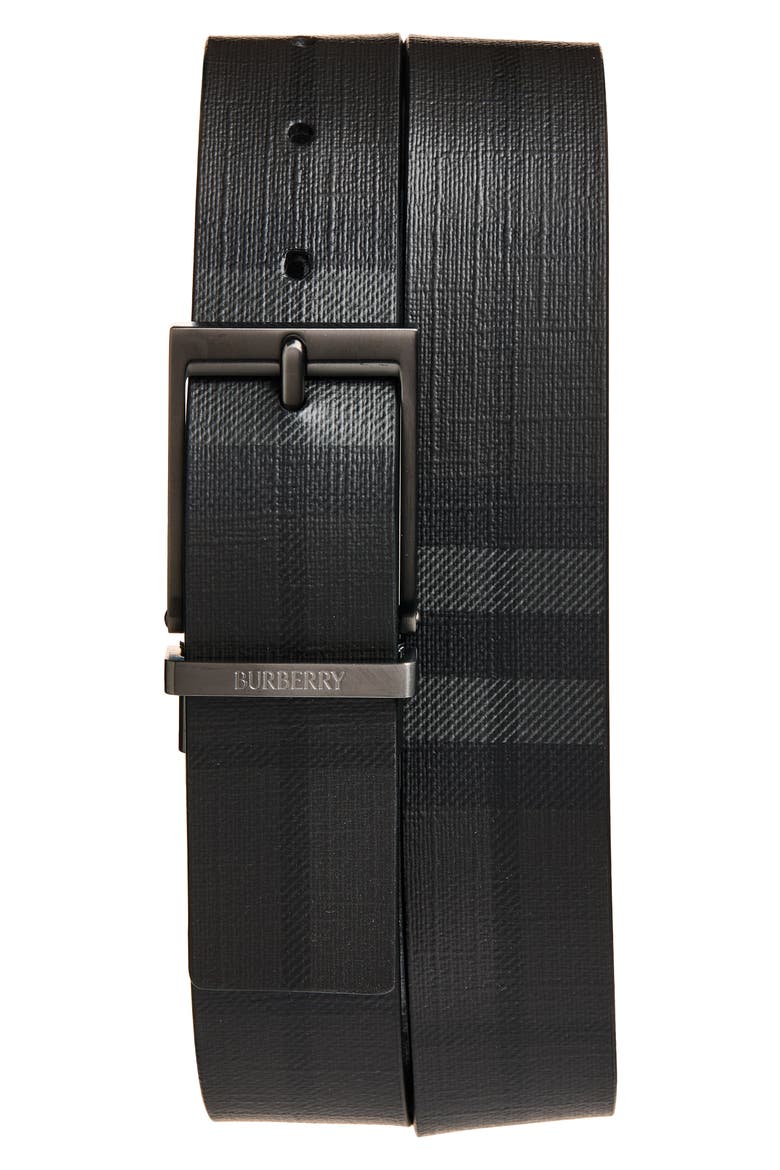 Louis Reversible Check Belt, Main, color, IRON/ BLACK/ GRAPHITE