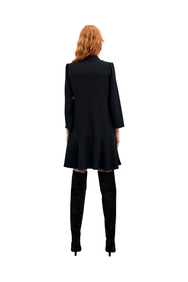 Carla Zip Front Crepe Mini Dress, Alternate, color, Black