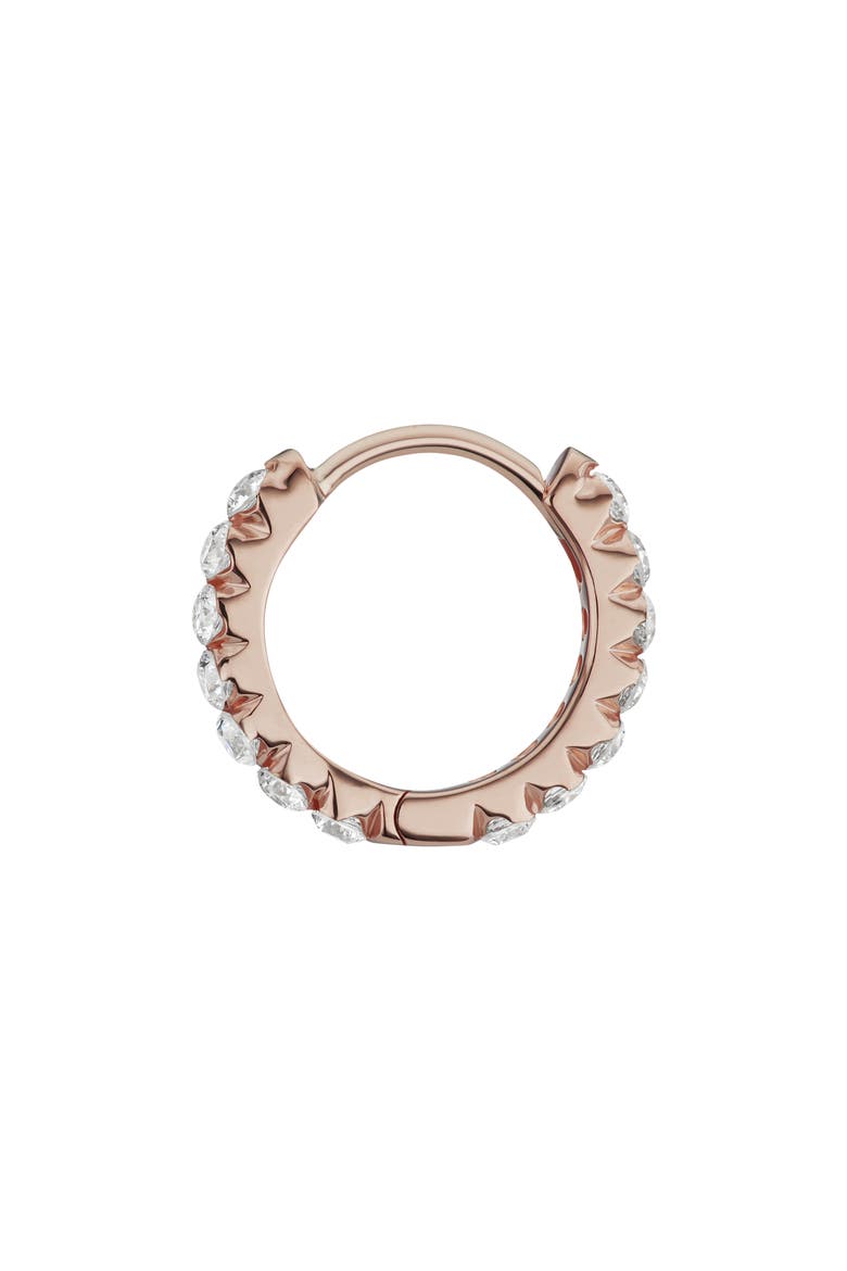Invisible Set Diamond Single Clicker Hoop Earring, Alternate, color, 18K ROSE GOLD/ DIAMOND
