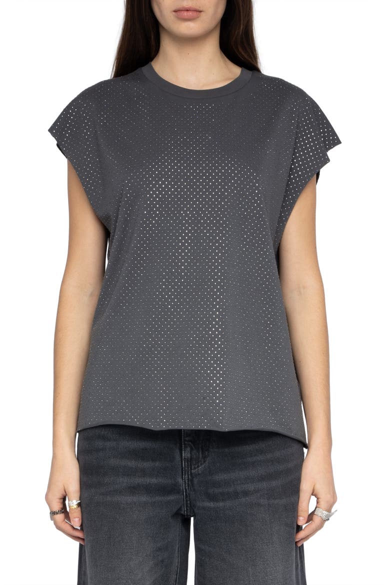 Cloe Strass Crystal Embellished Dolman Sleeve Top, Main, color, MEDIUM GREY