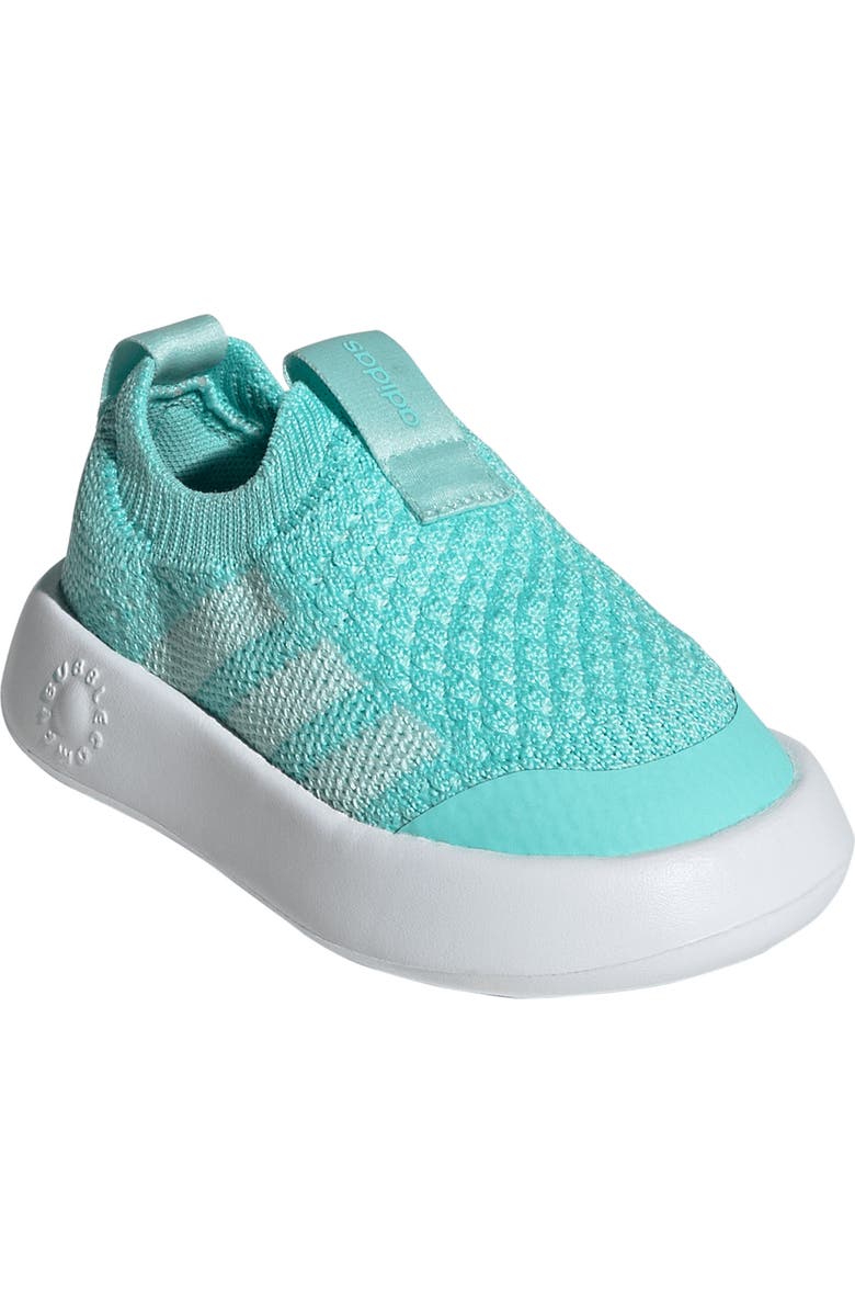 adidas Kids' Bubblecomfy Knit Sneaker, Main, color, Flash Aqua/ Footwear White
