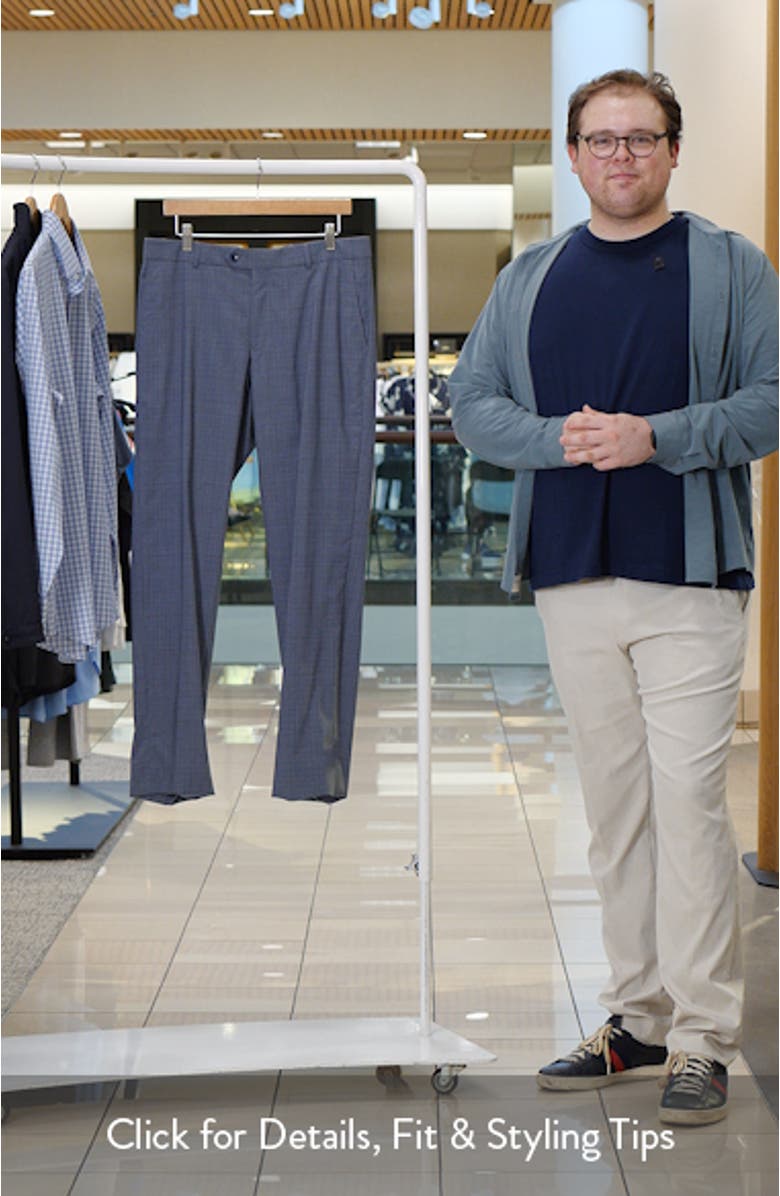 Luxury Performance Flat Front Multiscreen Check Dress Pants, sales video thumbnail