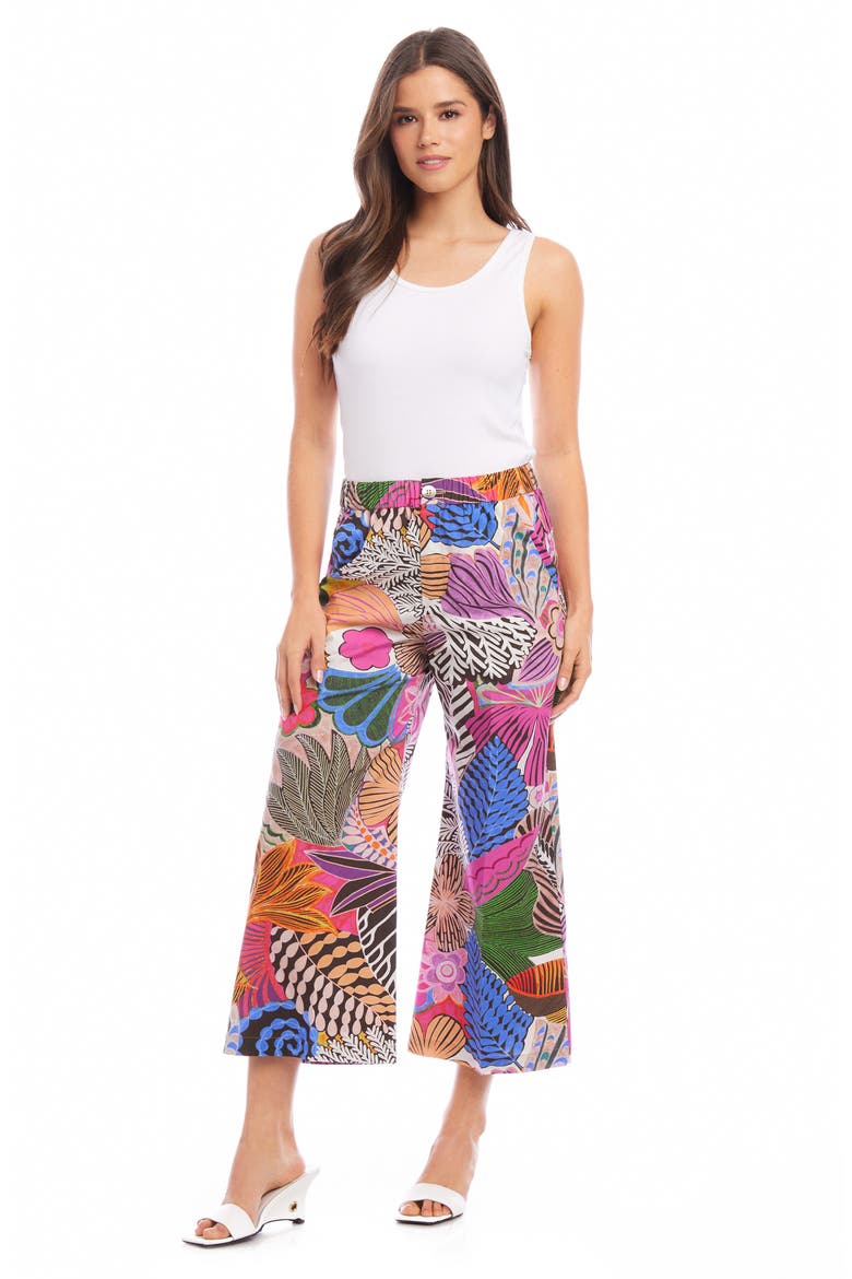 Tropical Print Wide Leg Crop Pants, Alternate, color, PINK PRINT