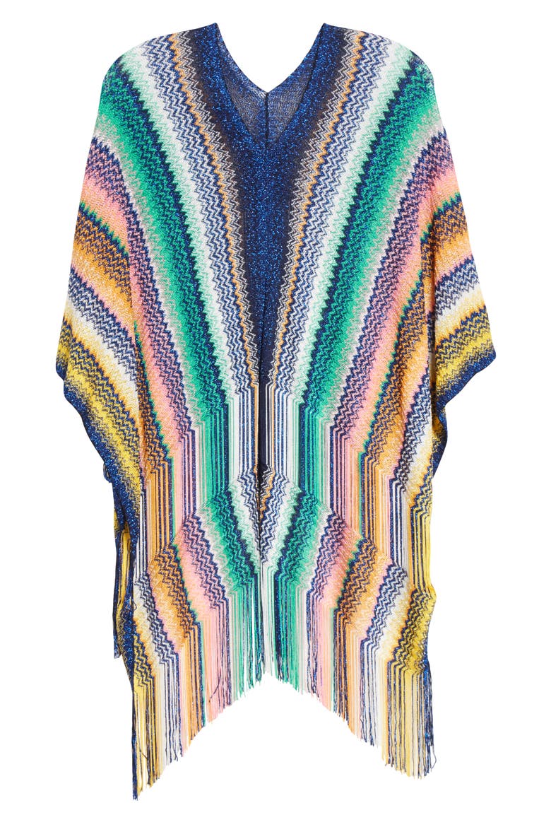 Metallic Zigzag Poncho, Alternate, color, BLUE MULTI