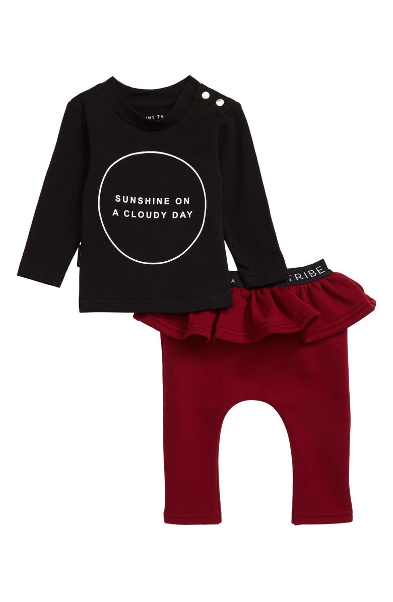 TINY TRIBE Shine Graphic T-Shirt & Ruffle Leggings, Main, color, 