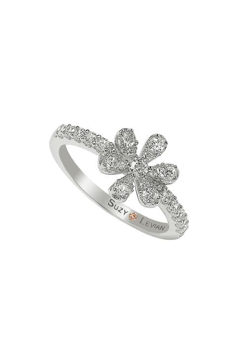 Pavé Cubic Zirconia Flower Ring