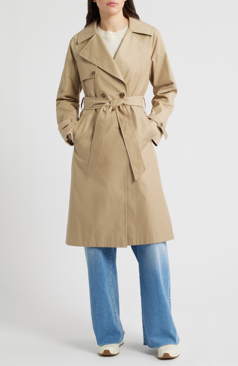 Via Spiga Double Breasted Water Repellent Trench Coat, Main, color, Summer Camel