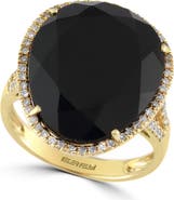 EFFY 14K Yellow Gold Diamond-Framed Black Onyx Ring