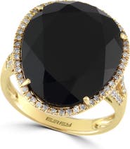 EFFY 14K Yellow Gold Diamond-Framed Black Onyx Ring