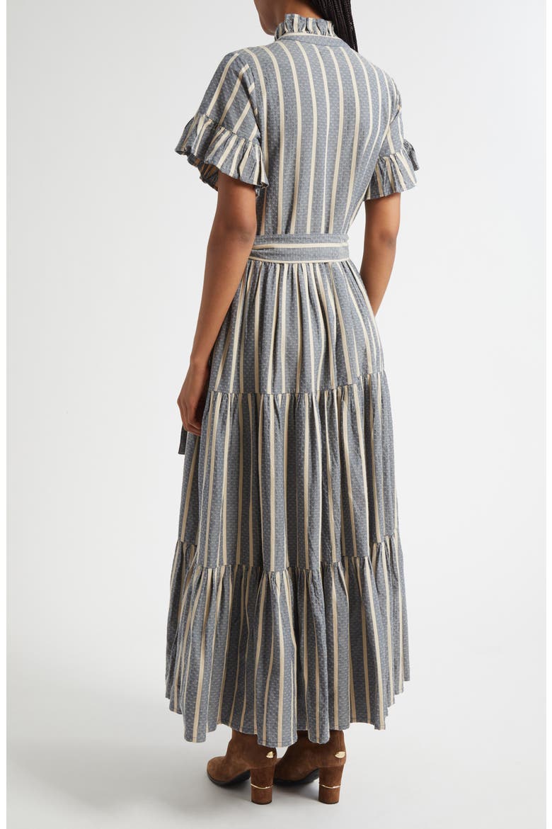 Victoria Ruffle Front Dress, Alternate, color, CHAMBRAY STRIPE