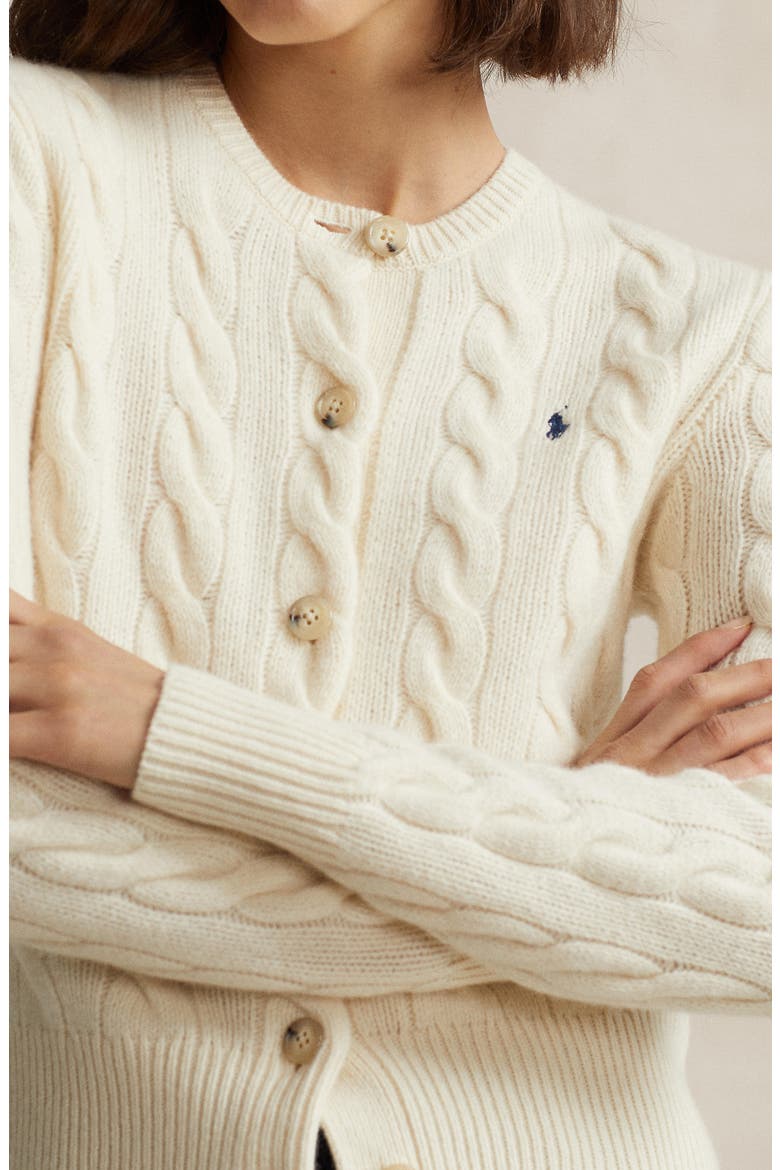 Cable Wool & Cashmere Cardigan, Alternate, color, AUTHENTIC CREAM