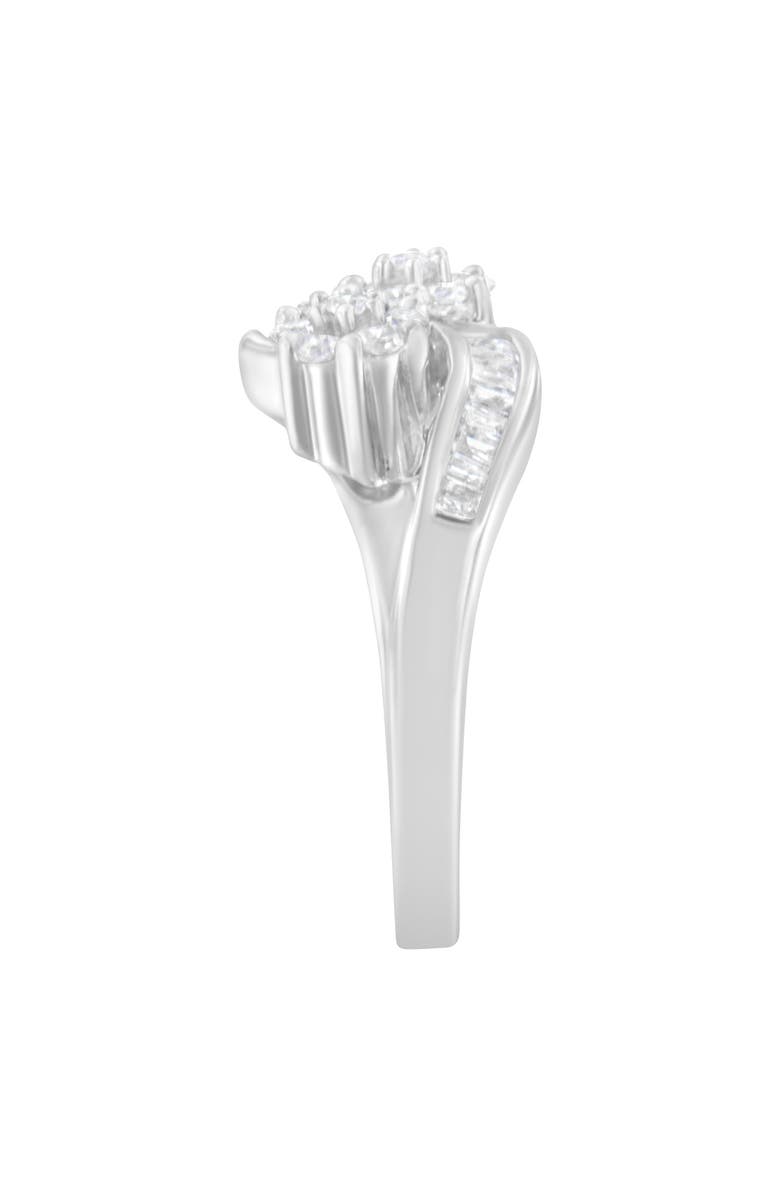 Haus of Brilliance 14K White Gold Round and Baguette Diamond Bypass Ring, Alternate, color, White Gold