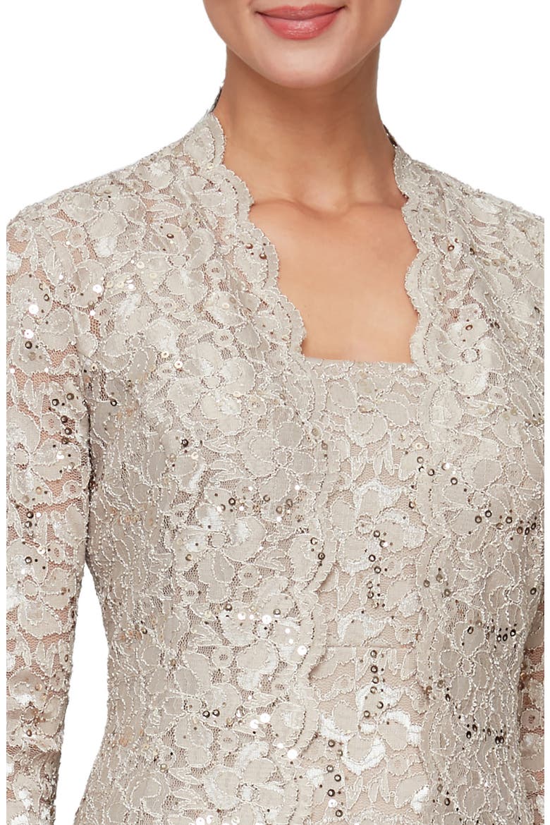 Sequin Lace A-Line Gown with Jacket, Alternate, color, CHAMPAGNE