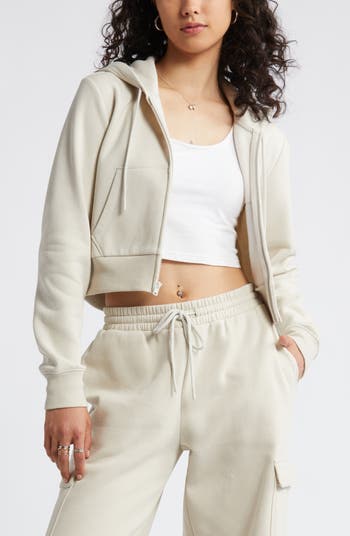BP. Crop Zip Fleece Hoodie | Nordstromrack