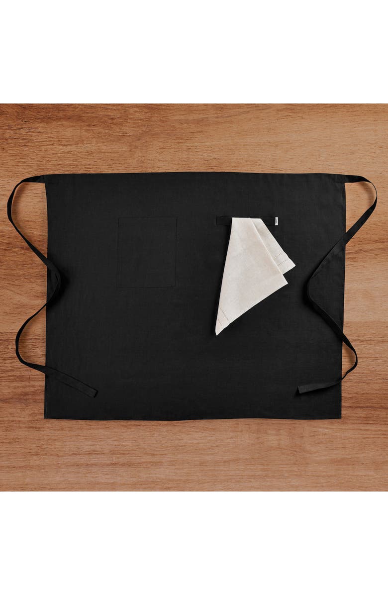 Solino Home Linen Apron - Linen Midi Bistro Apron, Alternate, color, Black