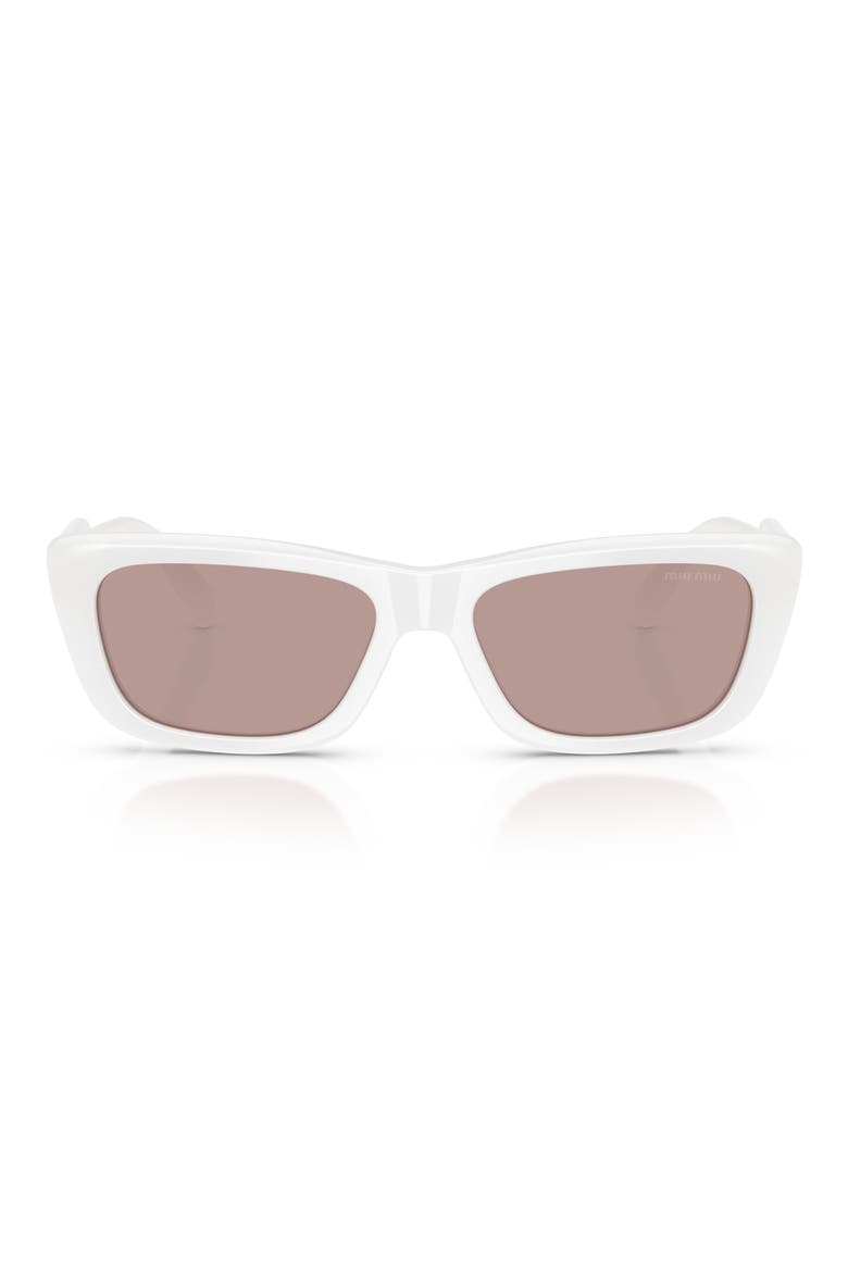 56mm Rectangular Sunglasses, Main, color, OPAL WHITE / PURPLE BROWN