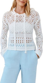 Bella Dahl Sheer Cotton Blend Open Stitch Hoodie
