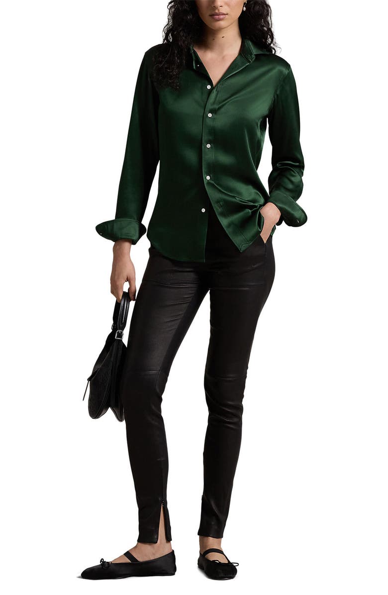 Lauren Ralph Lauren Silk Button-Up Shirt, Alternate, color, 