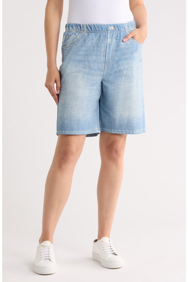 Mirage Denim Printed French Terry Shorts, Main, color, LIGHT WASH