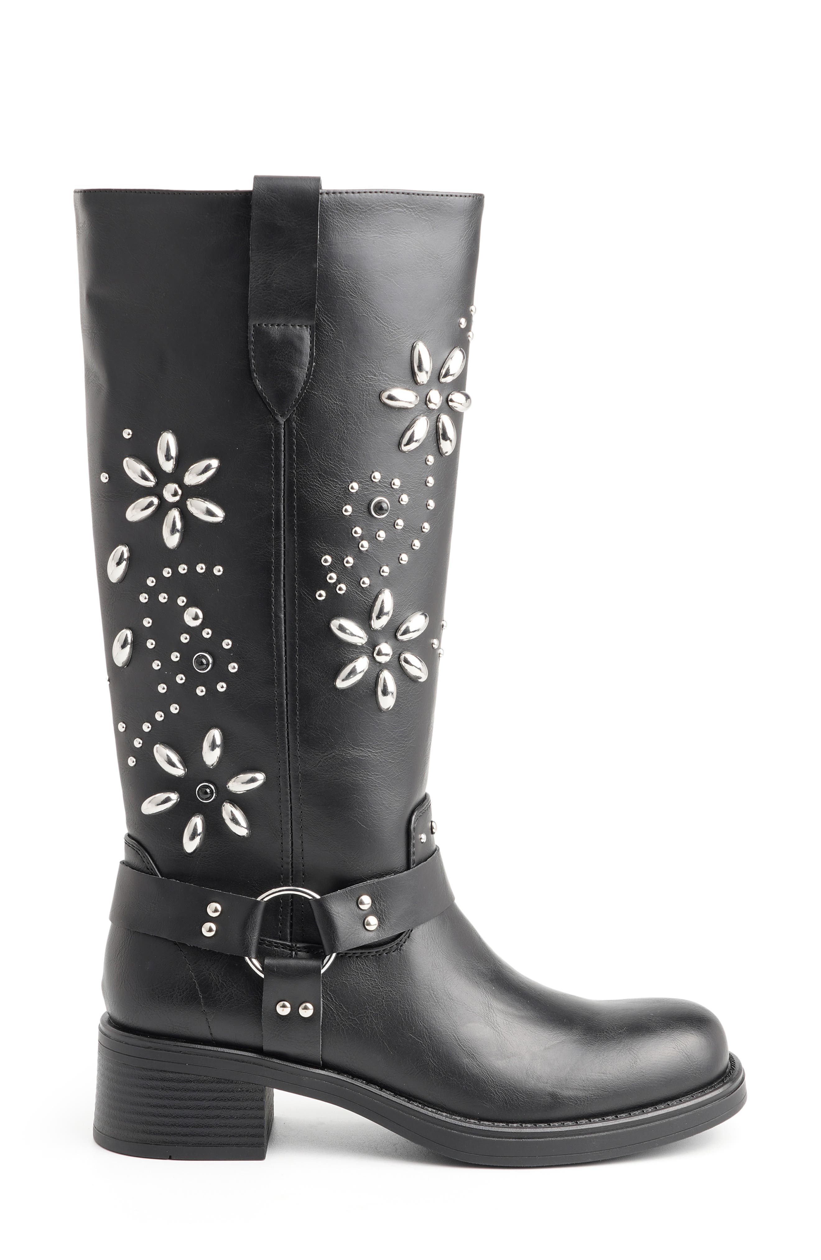 Cianna Faux Leather Knee High Boot, Alternate, color, BLACK