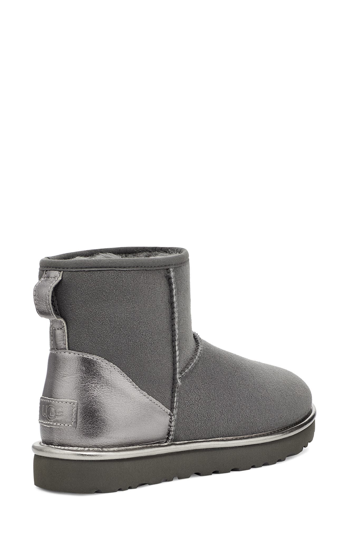 UGG Classic Mini II Genuine Shearling Lined Boot, Alternate, color, CHARCOAL SHINE